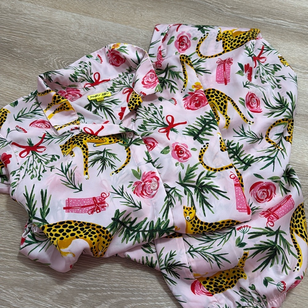 shady lady leopard holiday pjs 💝 size xl